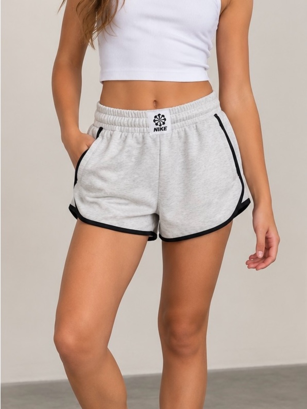 Nike Sportswear Circa 72 Girls Shorts Size L Gray Black White